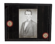 Abraham Lincoln Magic Lantern Slide -- Mathew Brady's First Photograph of Lincoln, O-17
